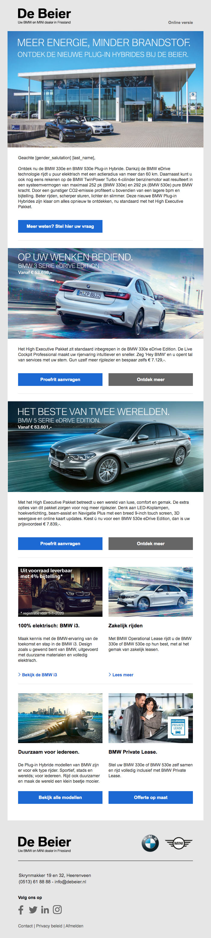Verzorgde BMW en MINI mailing in Websolve