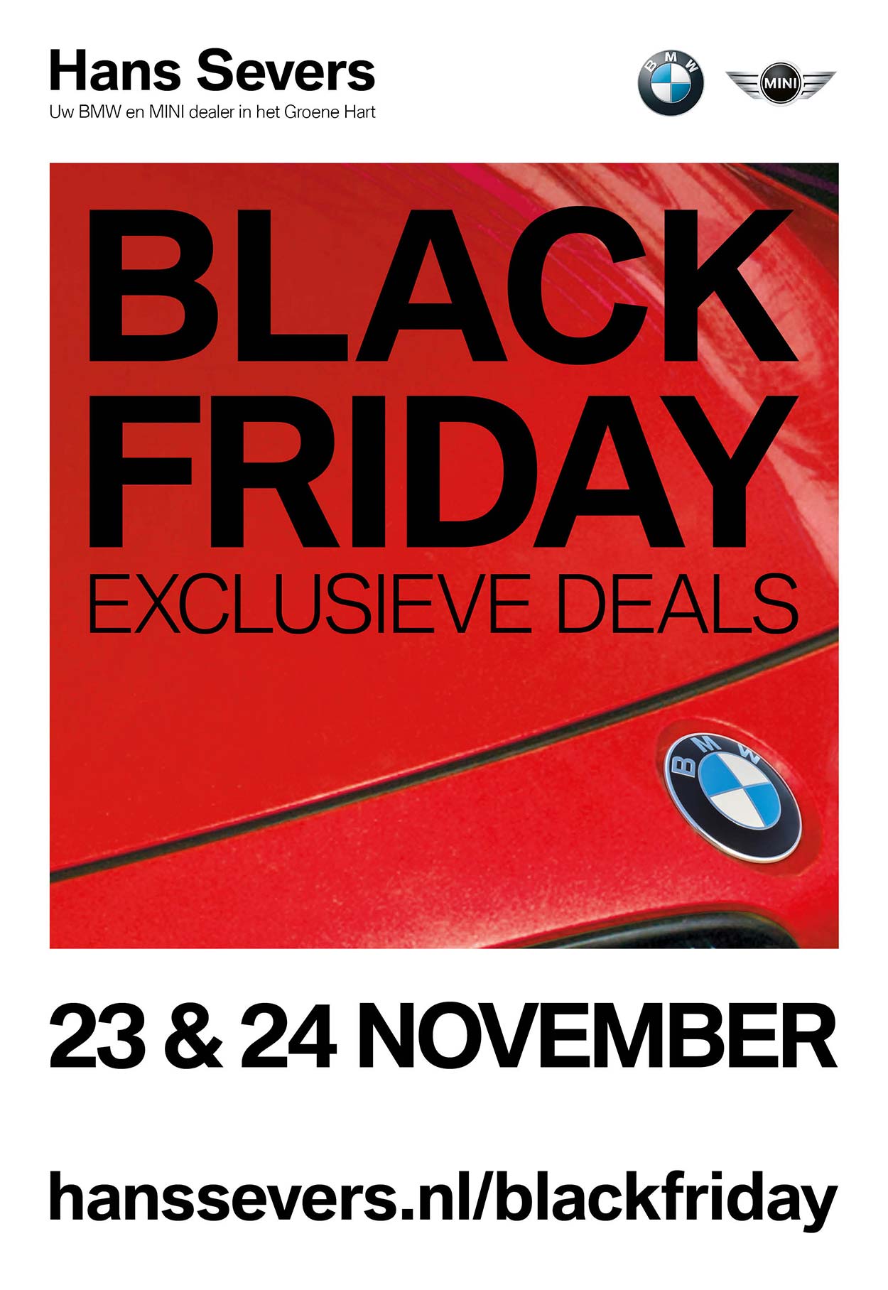 ontwerp poster black friday rood bmw