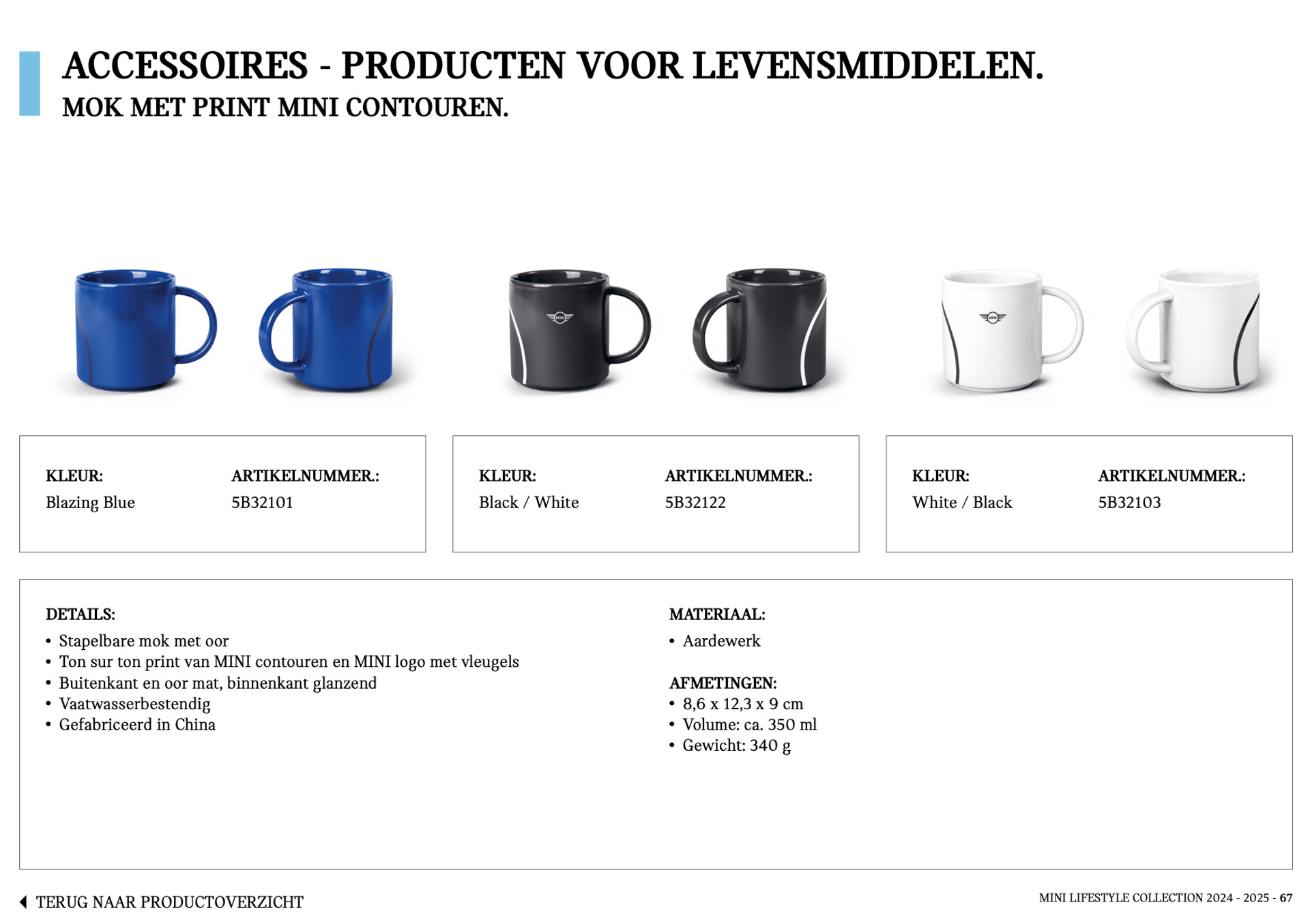 Weergave MINI lifestyle brochure met diverse mokken