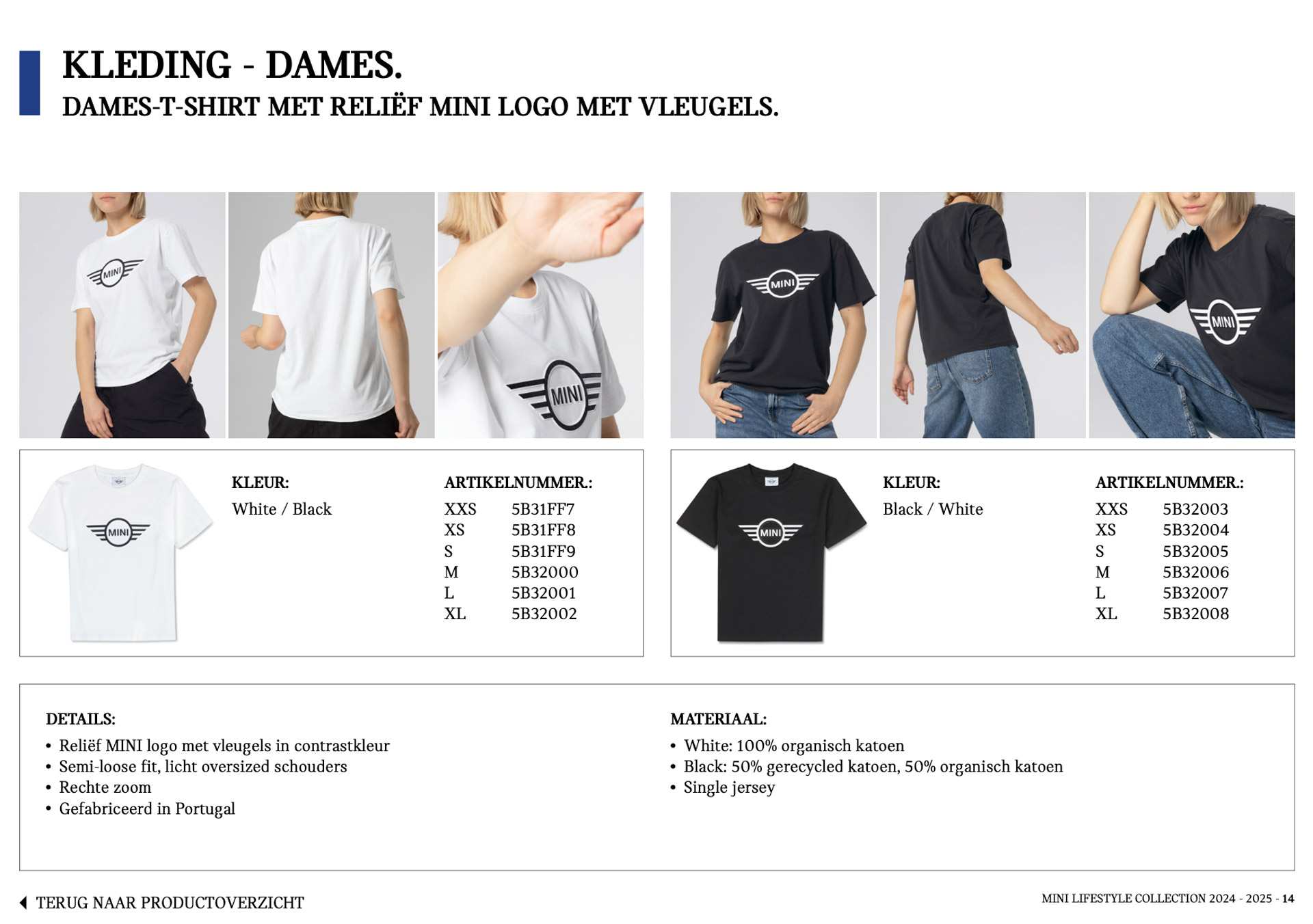 Weergave MINI lifestyle brochure met twee t-shirts voor dames