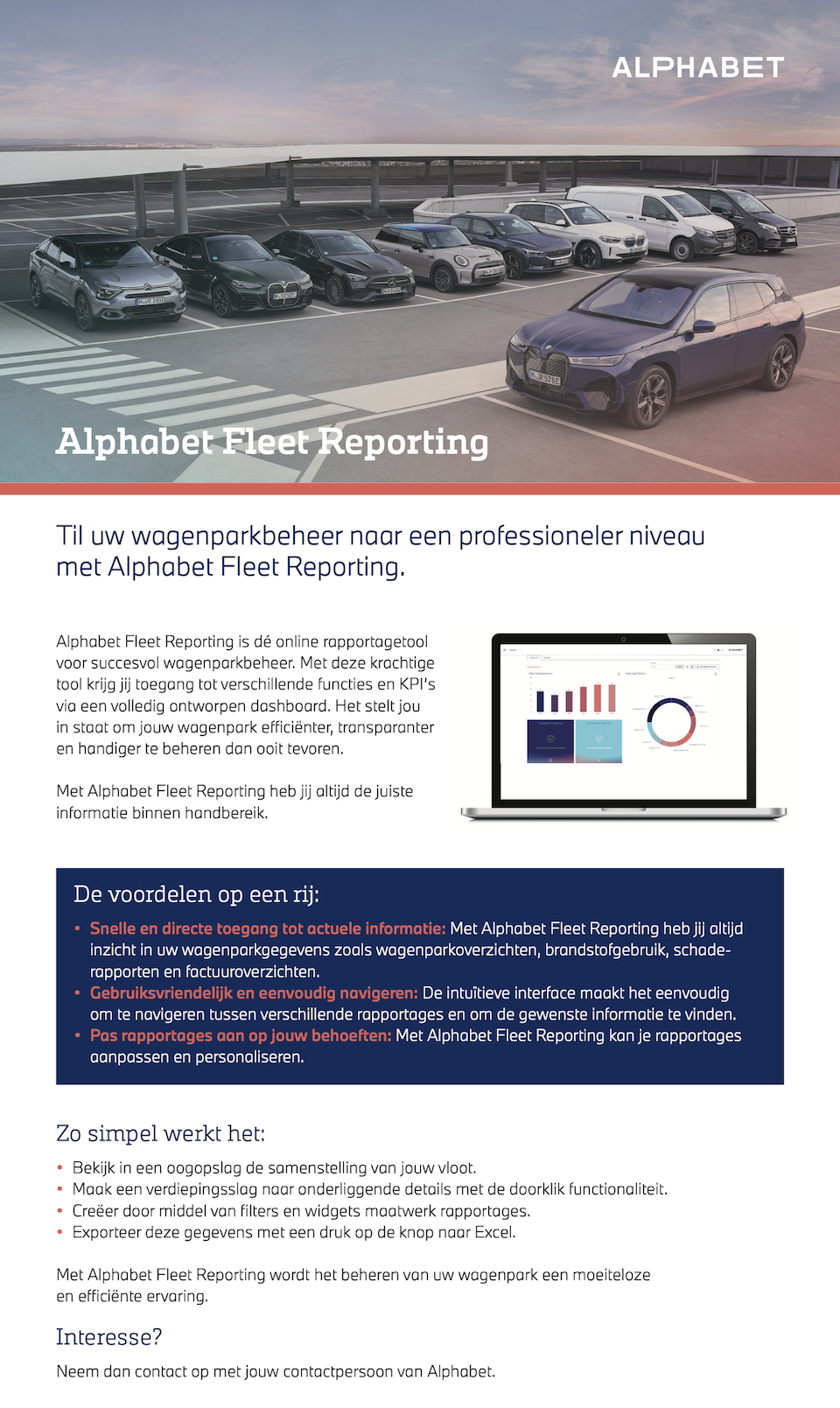 enkele pagina hoe het Alphabet Fleet Reporting systeem werkt